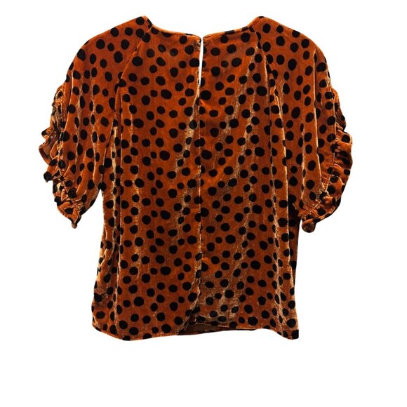 Madewell Velvet Memento Ruffle-Sleeve Top In Leopard Dot Size S - Picture 4 of 8